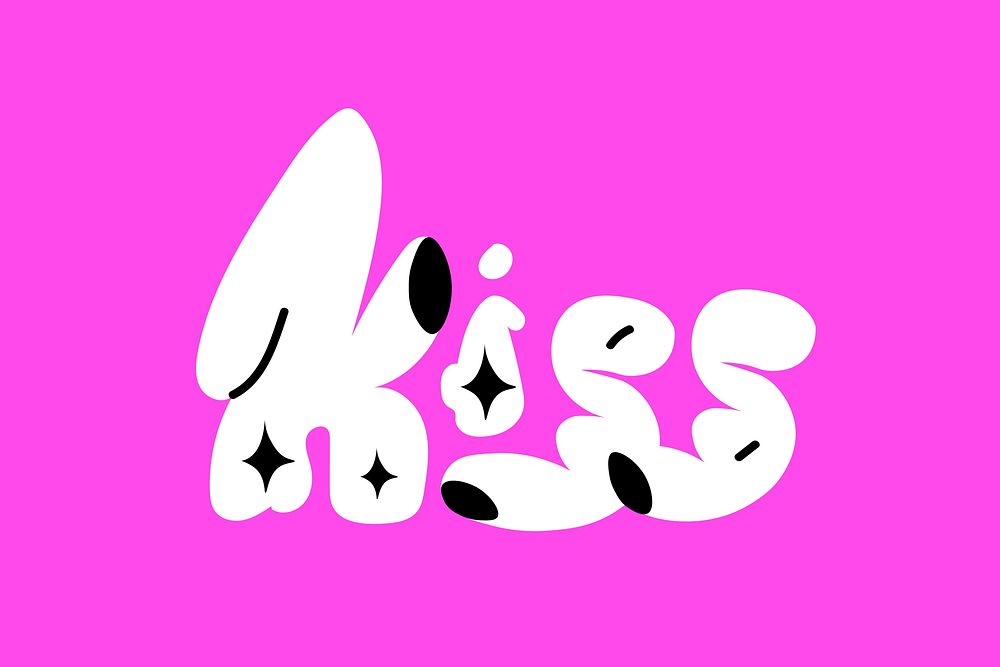 Kiss bold doodle typography word vector