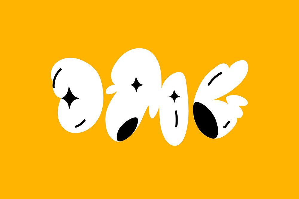 OMG bold doodle typography word vector