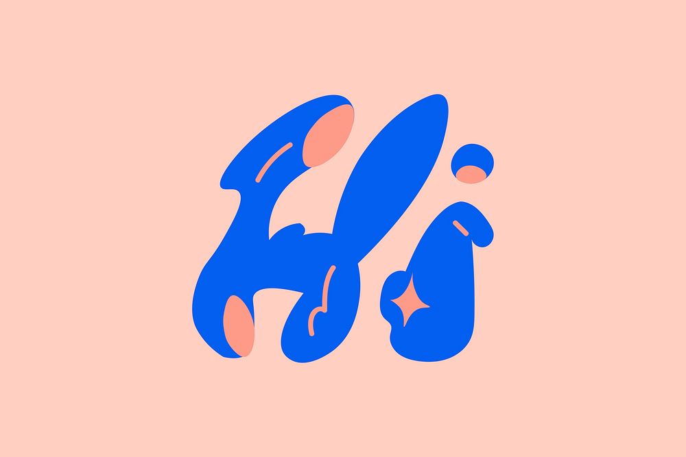 Hi bold doodle typography word vector
