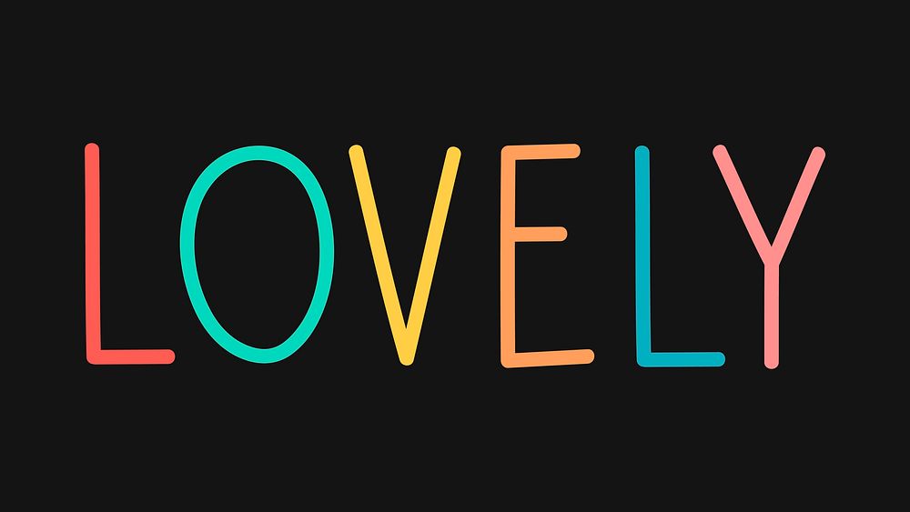 Colorful LOVELY typography on a black background vector