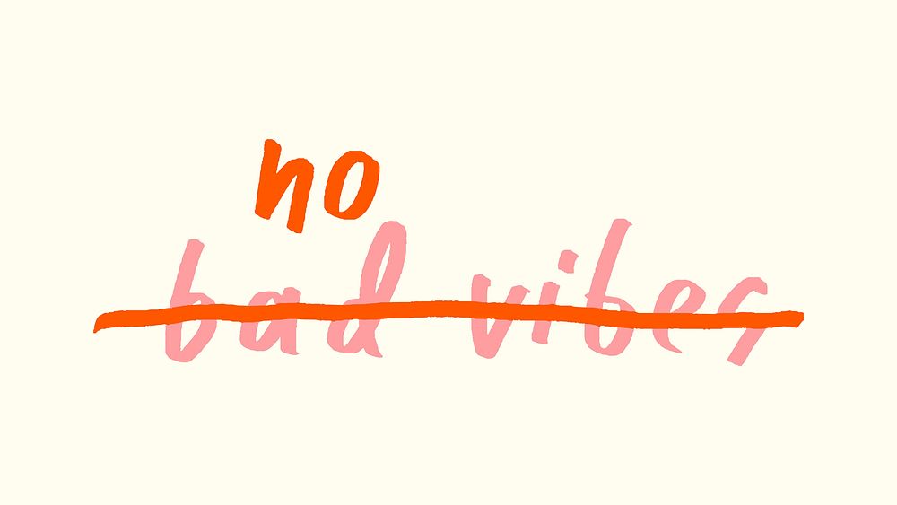 No bad vibes doodle typography on a beige background vector