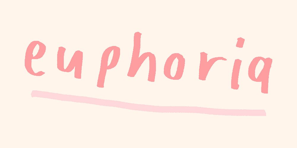 Euphoria doodle typography on a beige background vector