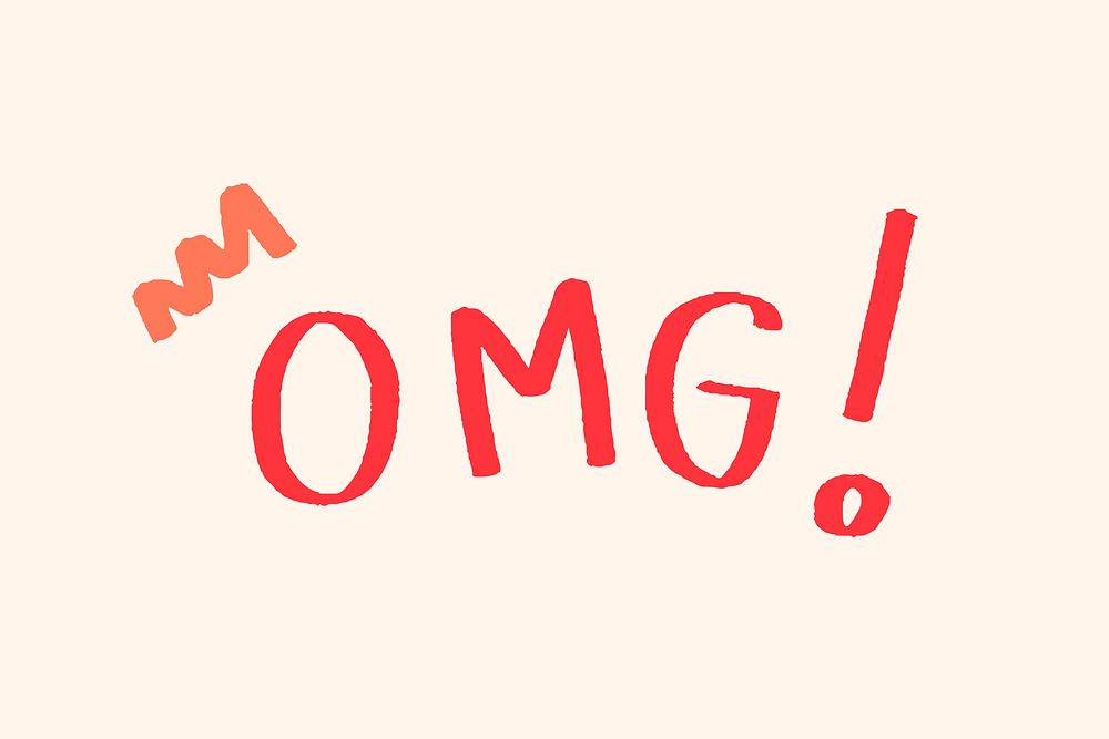 OMG! doodle typography on a beige background vector