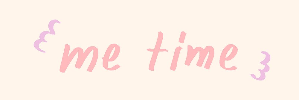 Me time doodle typography on a beige background vector