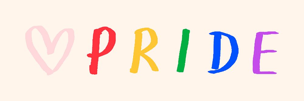 Pride doodle typography on a beige background vector