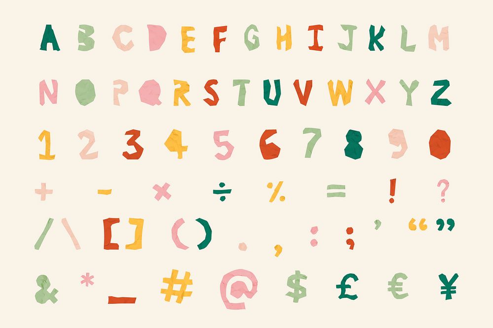 Vector Alphabet, Numbers, Symbols font lettering 