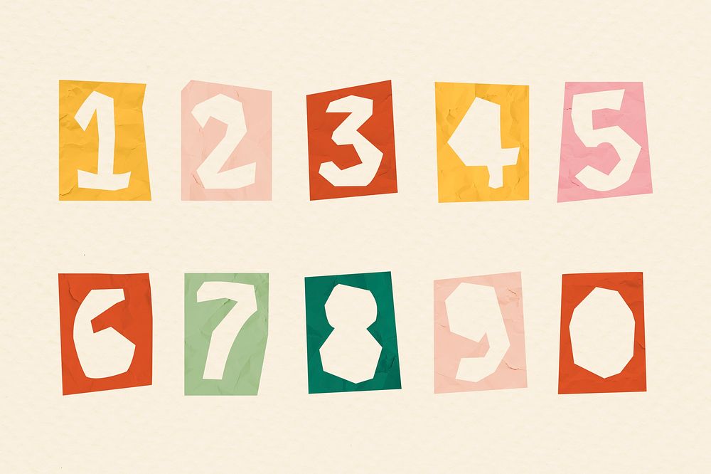 Number psd doodle typography font set