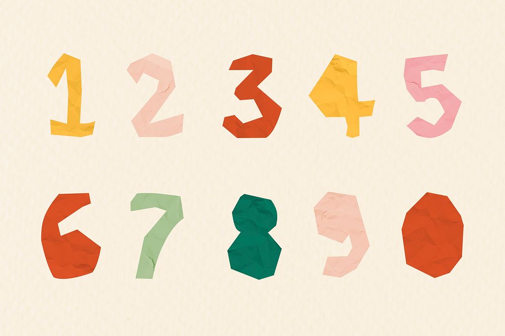 Number doodle typography psd font set