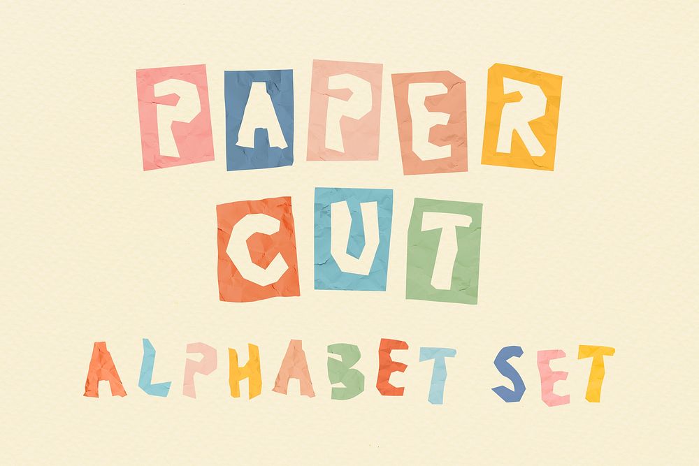 Paper cut alphabet typography template