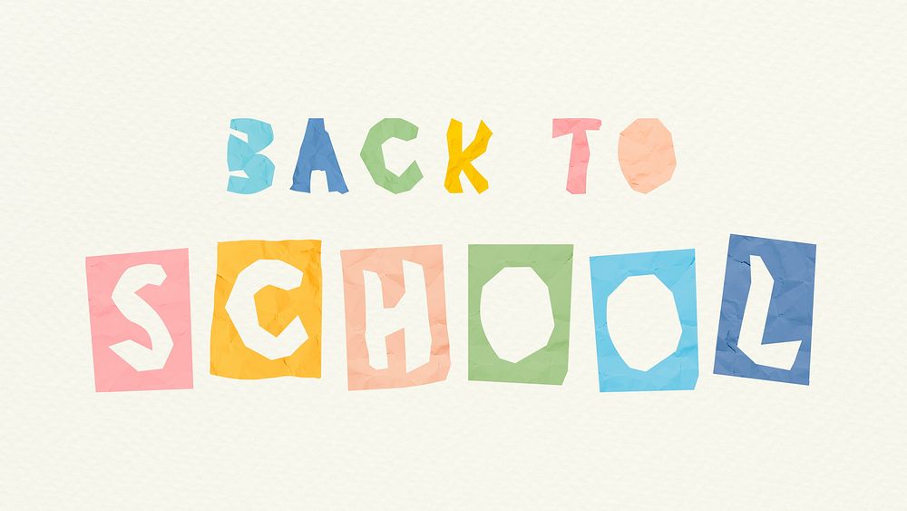 Cute Psd BACK TO SCHOOL phrase colorful typography paper cut font