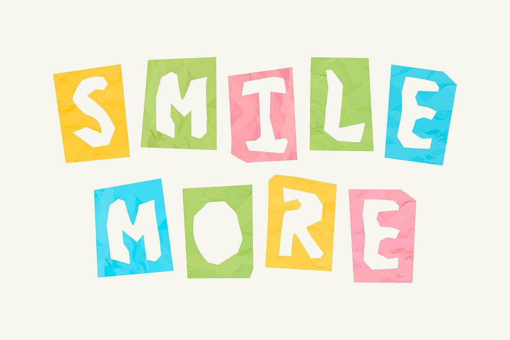 Smile more message paper cut typography font