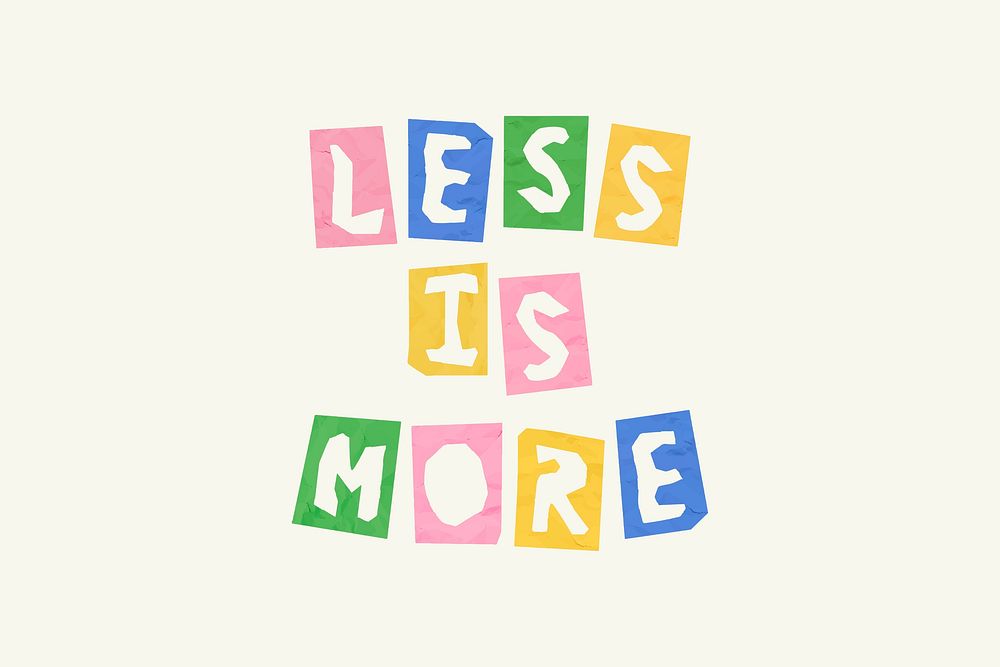 Torn paper less is more psd phrase typography font