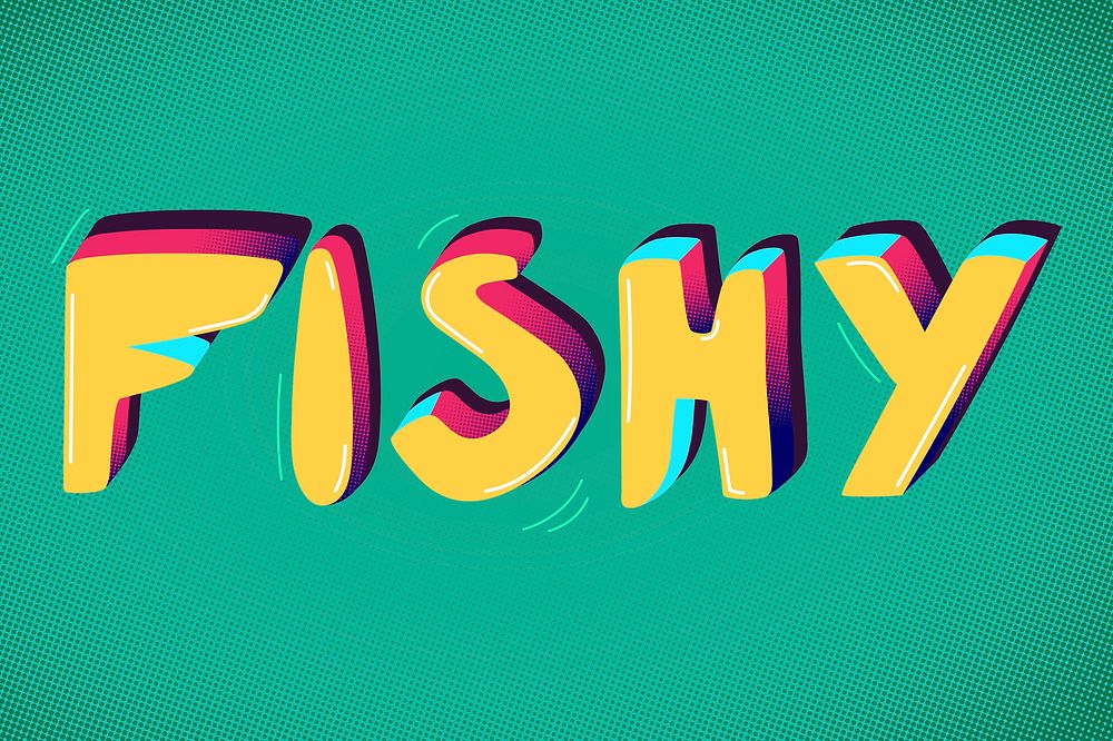 Fishy funky slang typography psd
