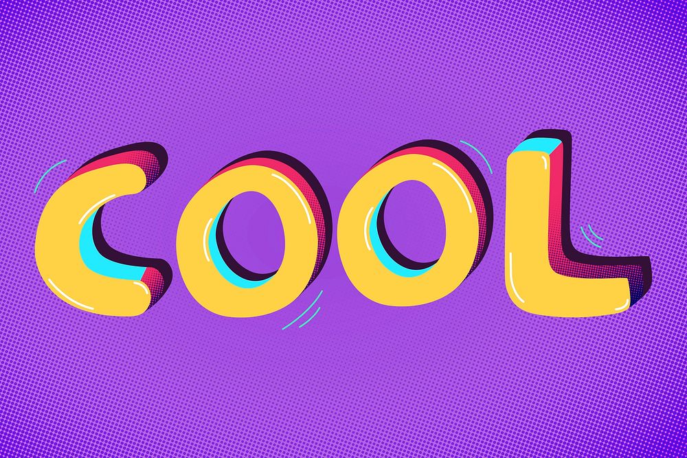 Cool funky word typography on purple