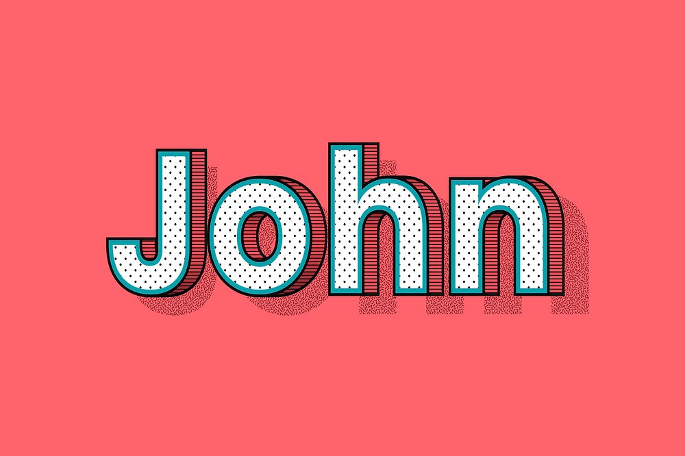 John name halftone vector word typography