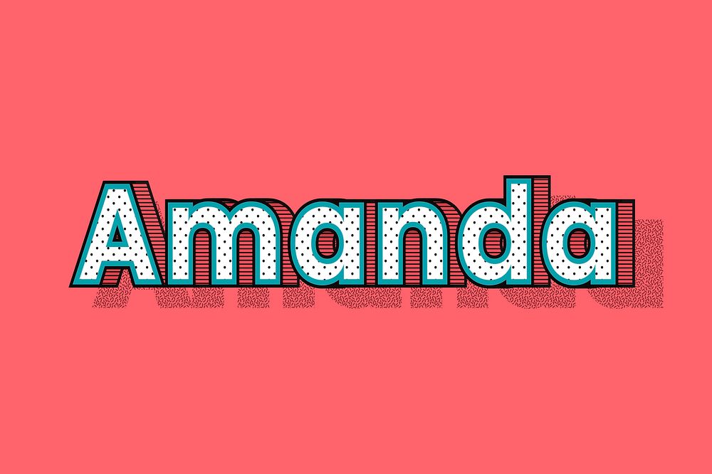 Amanda female name vector halftone word typography