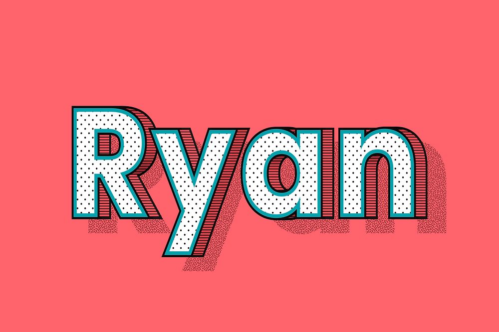Ryan male name halftone vector word typography