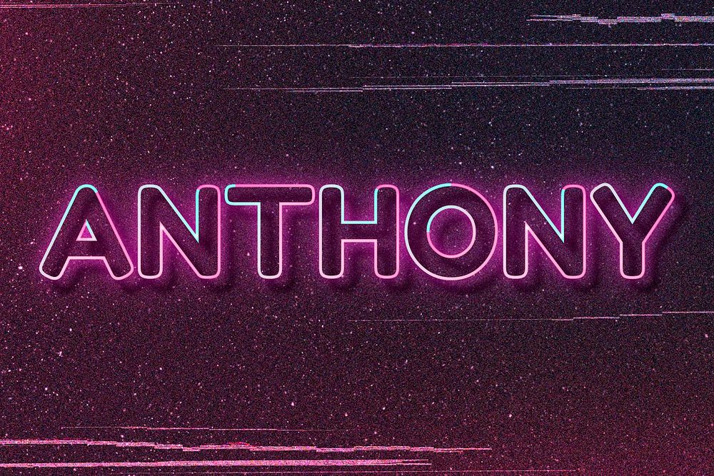Anthony neon name font typography vector