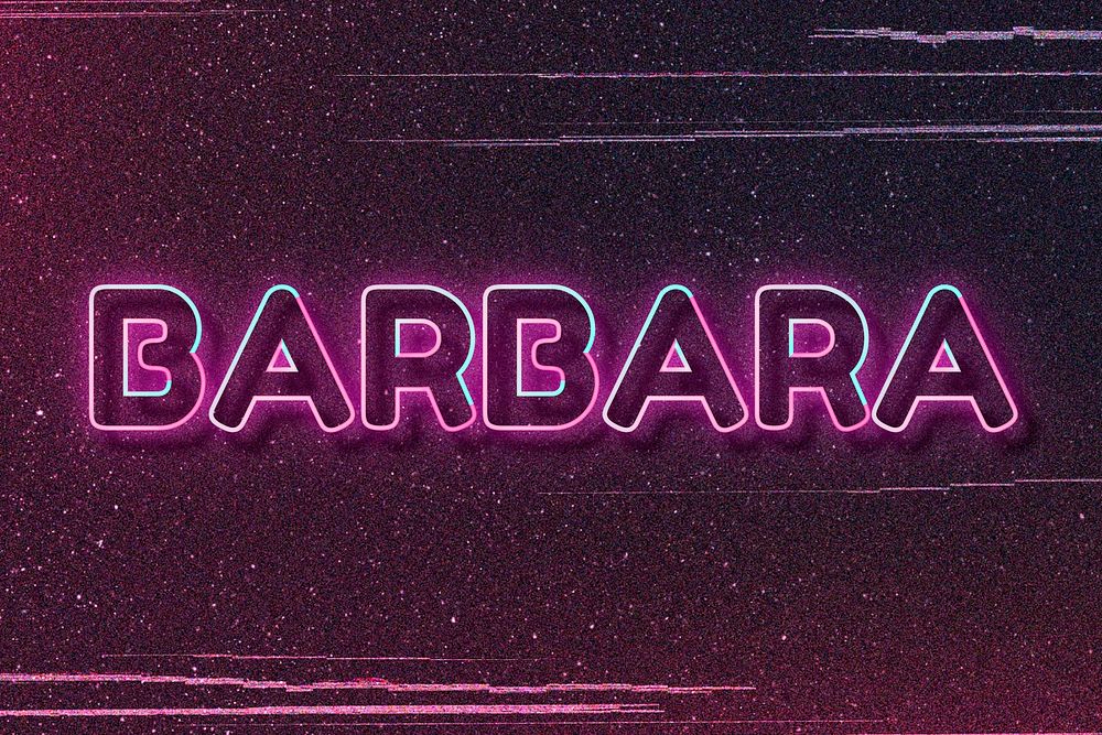 Barbara neon name font typography vector