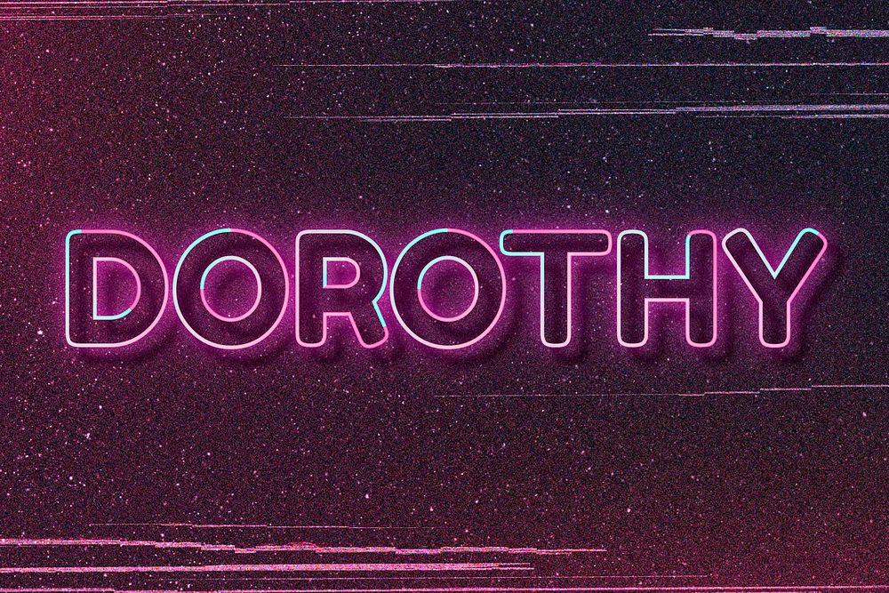 Dorothy neon name font typography vector