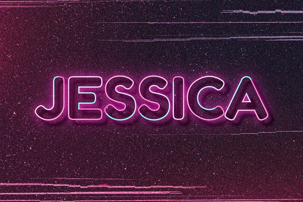 Jessica neon name font typography vector
