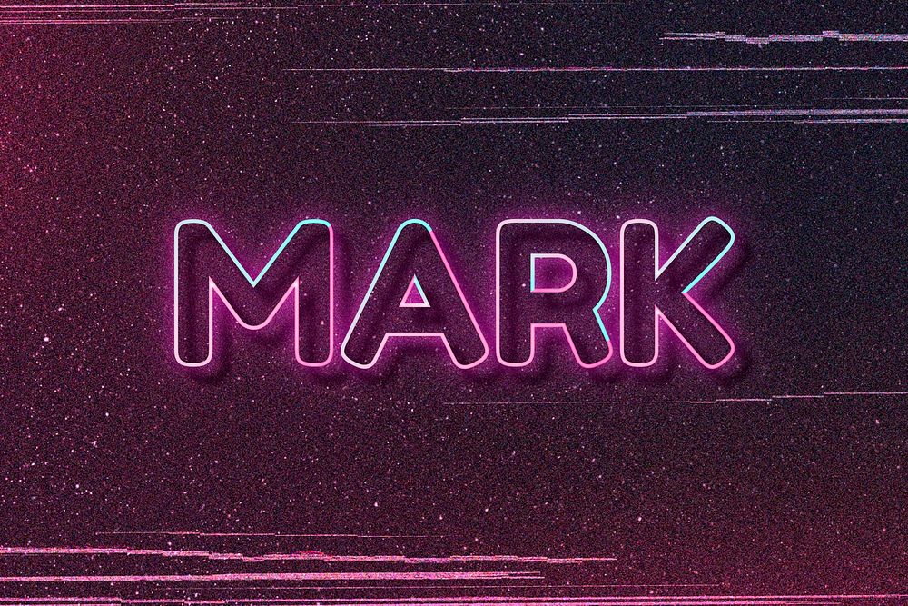 Mark neon name font typography vector