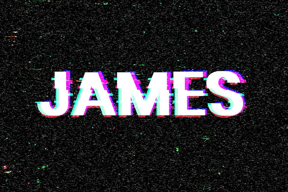 Vector James male name typography glitch effect