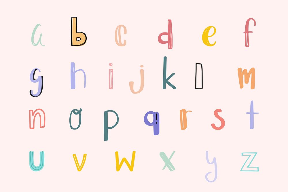 Alphabet vector hand drawn doodle font calligraphy set 
