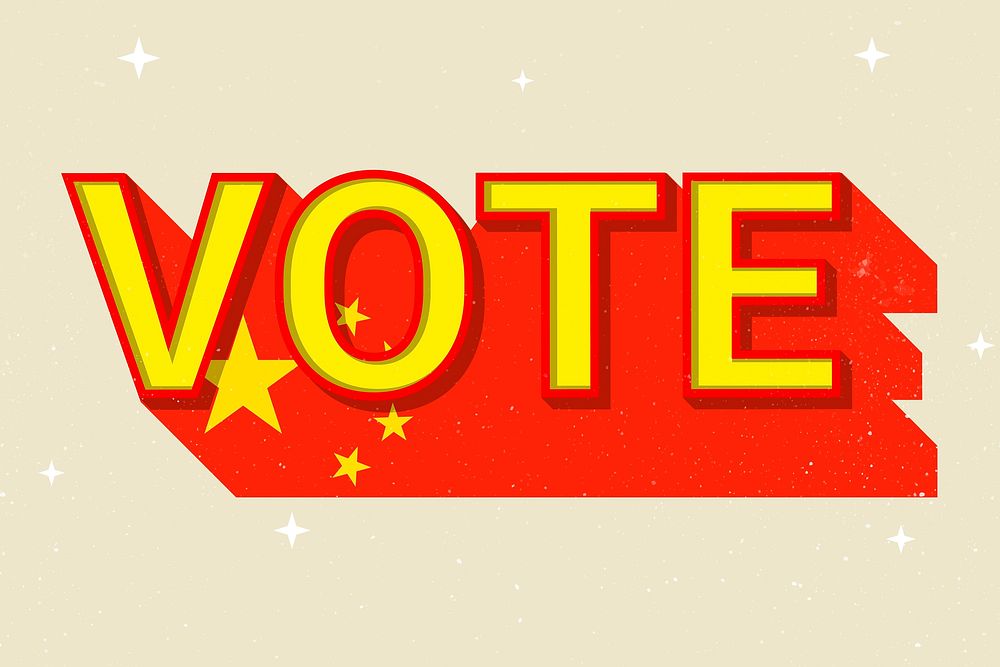 Vote word China flag vector election