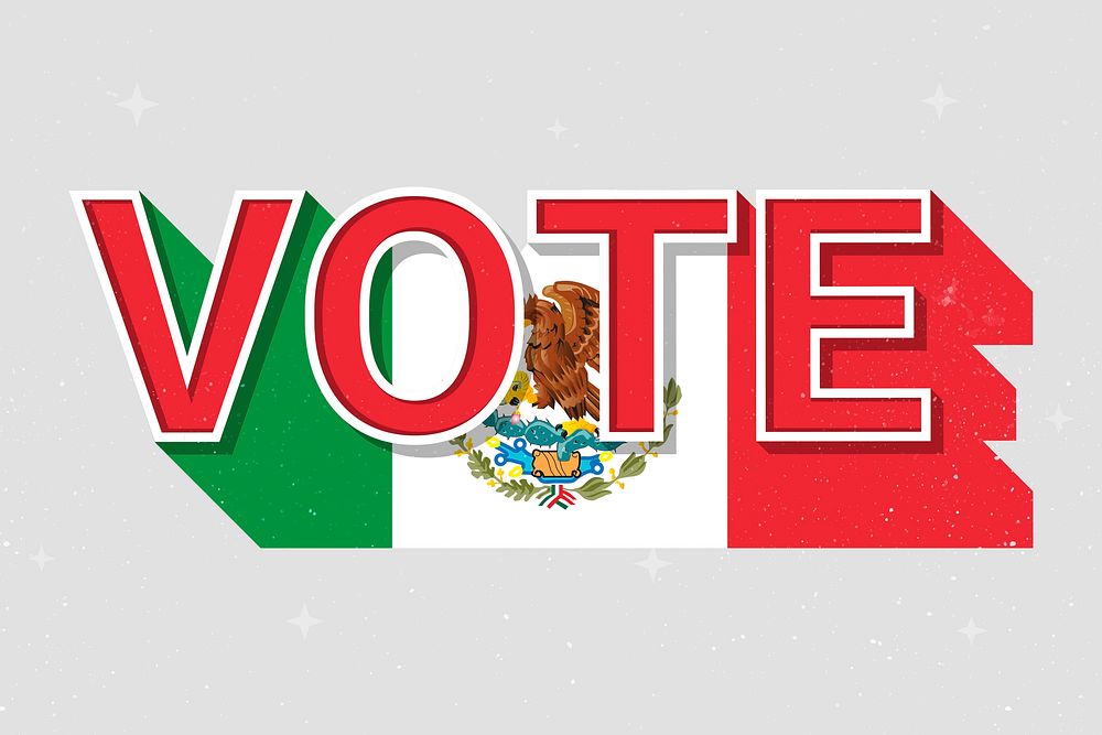 Election vote word Mexico psd flag