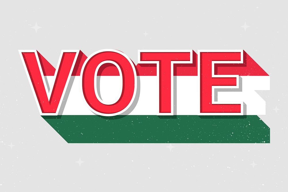 Election vote word Hungary psd flag