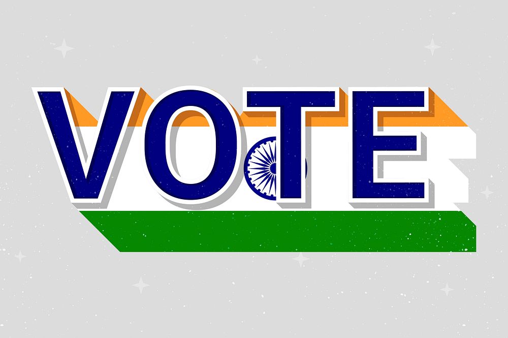 Vote word India flag vector election