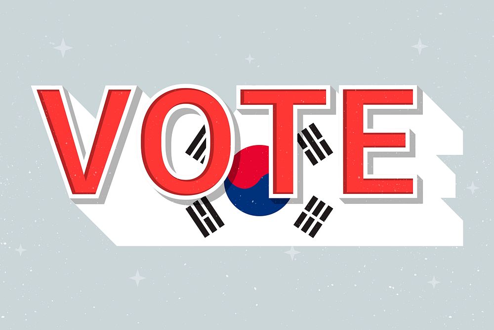 Election vote word South Korea psd flag