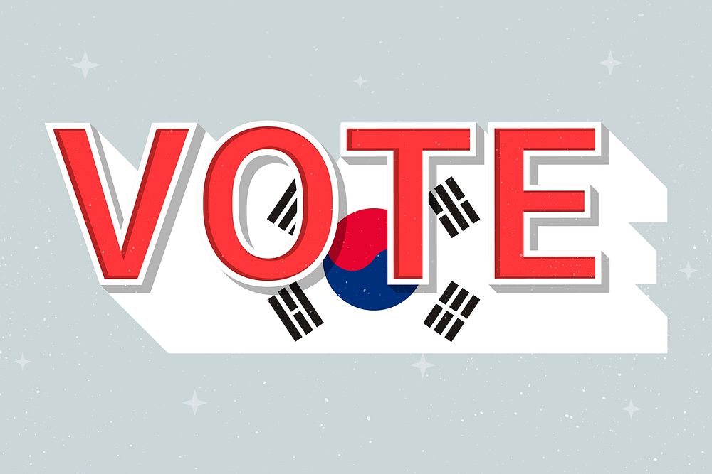 Vote word South Korea flag vector election