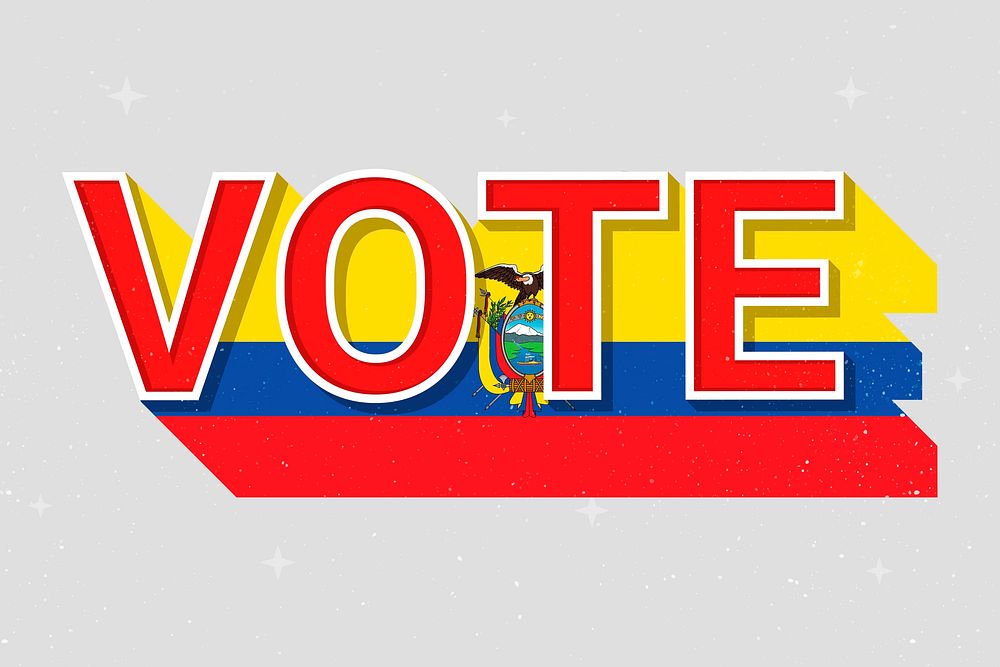Election vote word Ecuador psd flag
