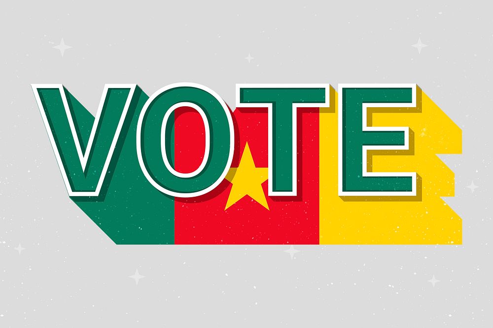 Election vote word Cameroon psd flag