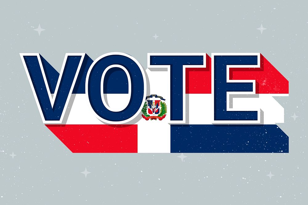 Election vote word Dominican Republic psd flag