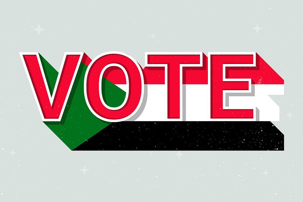 Election vote word Sudan psd flag