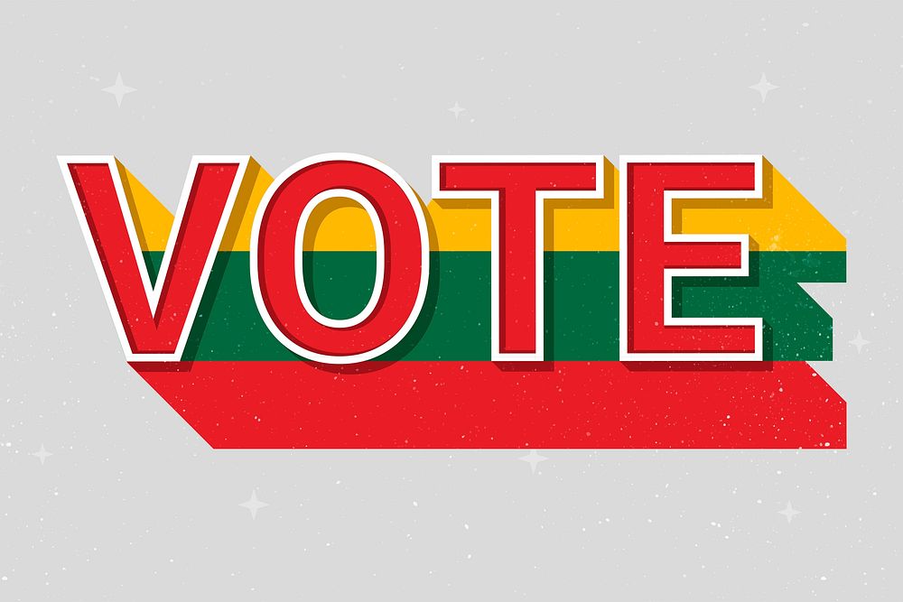 Election vote word Lithuania psd flag
