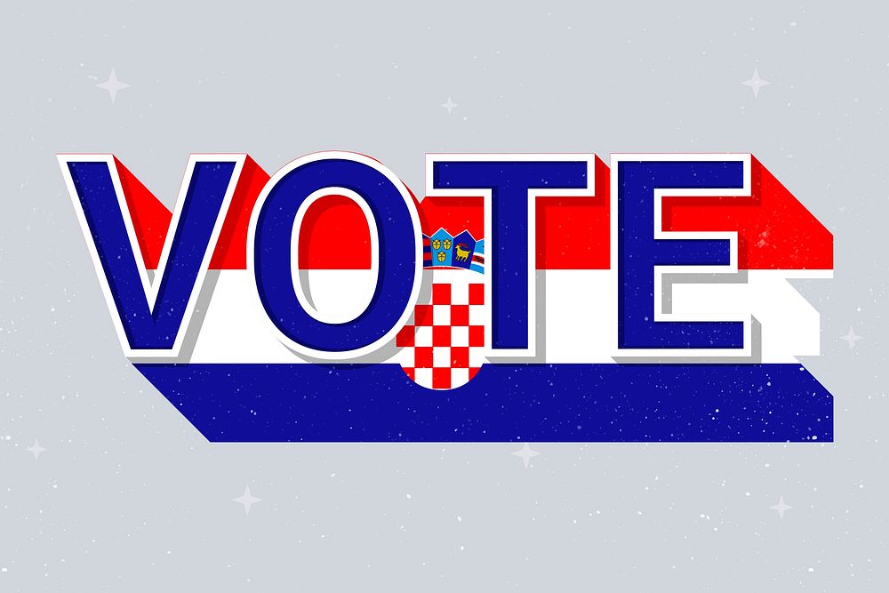 Election vote word Croatia psd flag