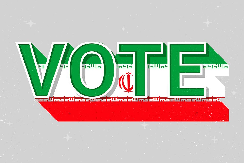 Election vote word Iran psd flag