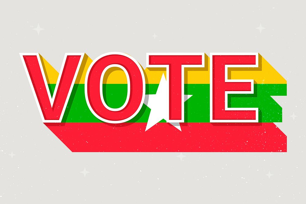 Vote word Myanmar flag vector election