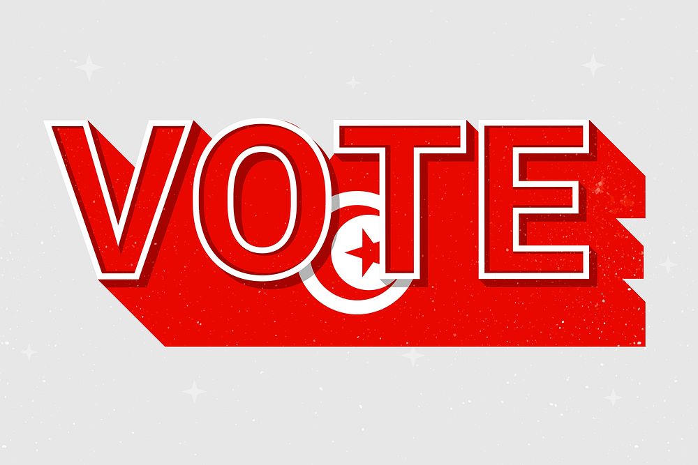 Election vote word Tunisia psd flag