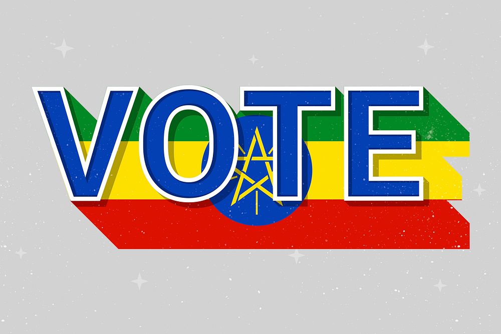 Election vote word Ethiopia psd flag