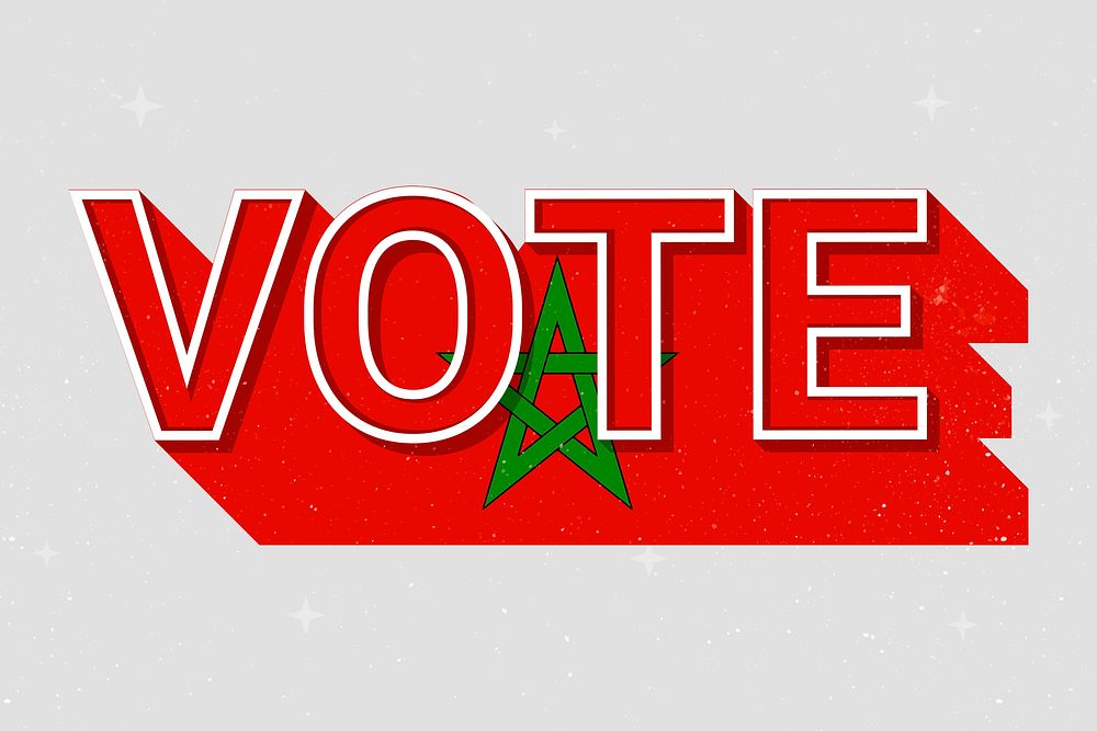 Election vote word Morocco psd flag