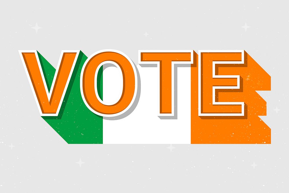 Election vote word Ireland psd flag