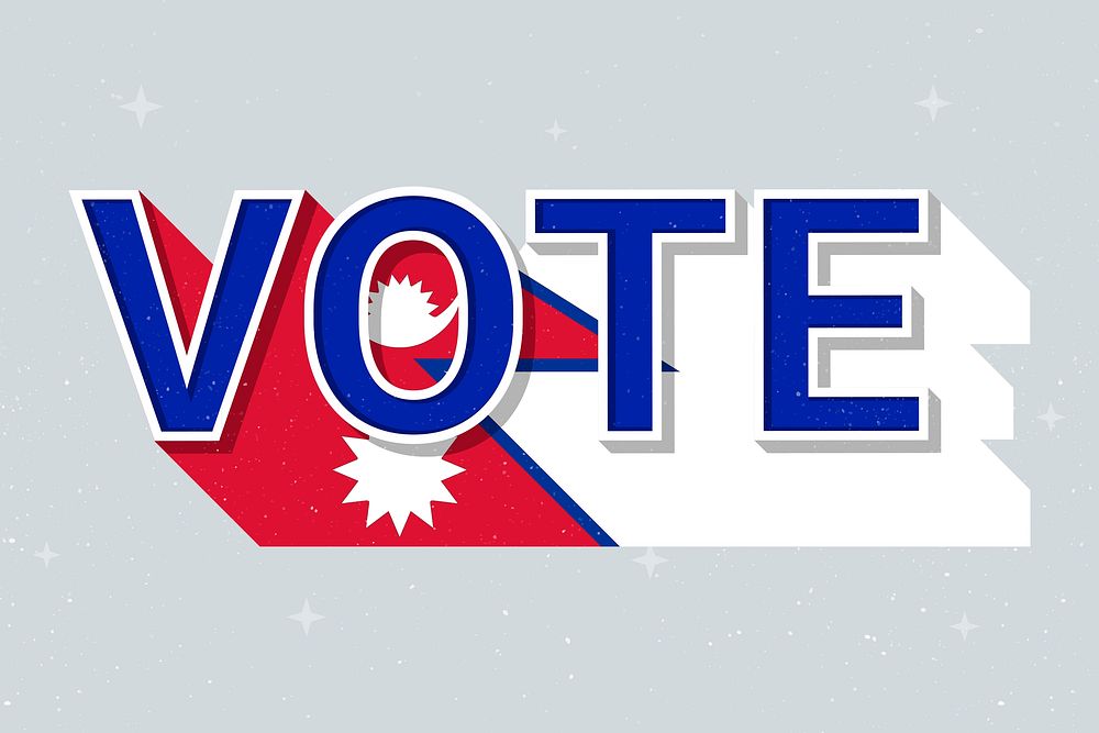Election vote word Nepal psd flag