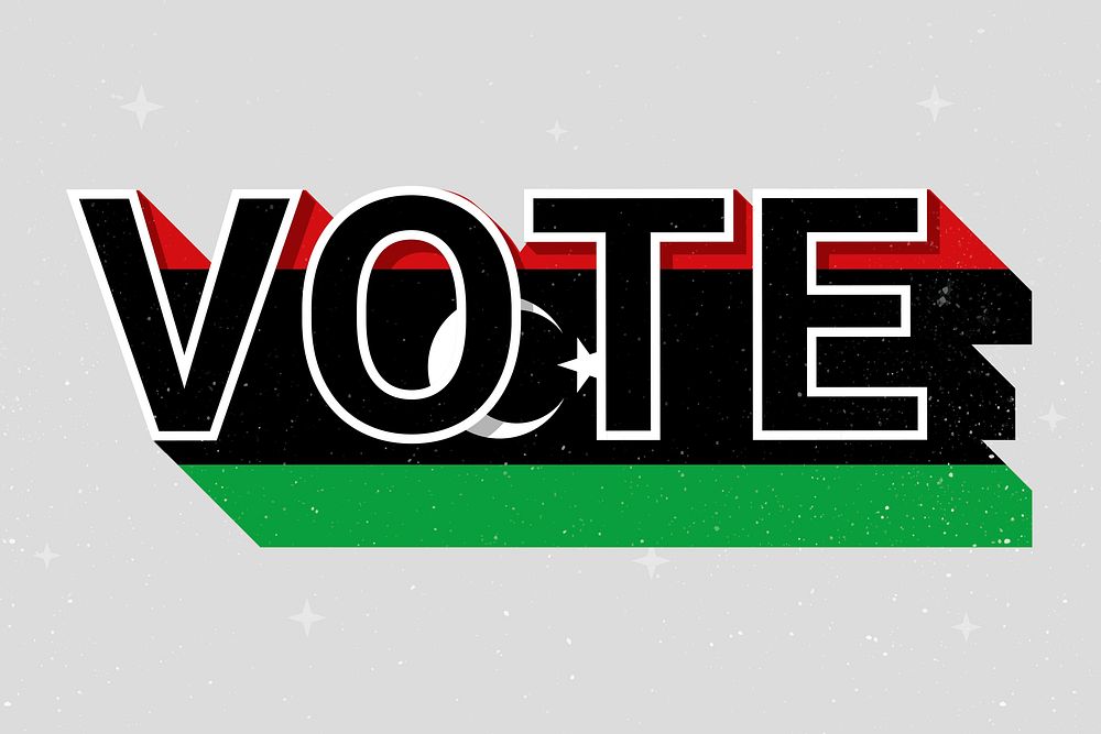 Election vote word Libya psd flag