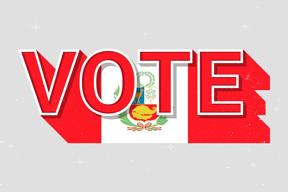 Election vote word Peru psd flag