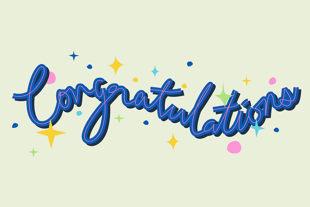 Hand lettering congratulations word psd typography